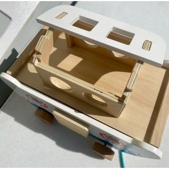 Wooden Noah's Ark Pull Toy Boat Animal Shape Sorter Painted Bible Story Toddler - Picture 11 of 16